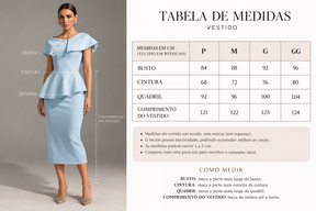 Vestido Midi Elegante de Cintura Alta com Gola Assimétrica e Design Escultural