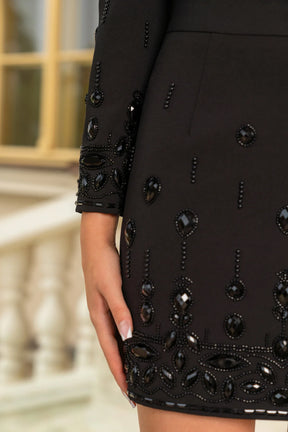 Conjunto Bordado Com cristais - Saia e Blusa gola