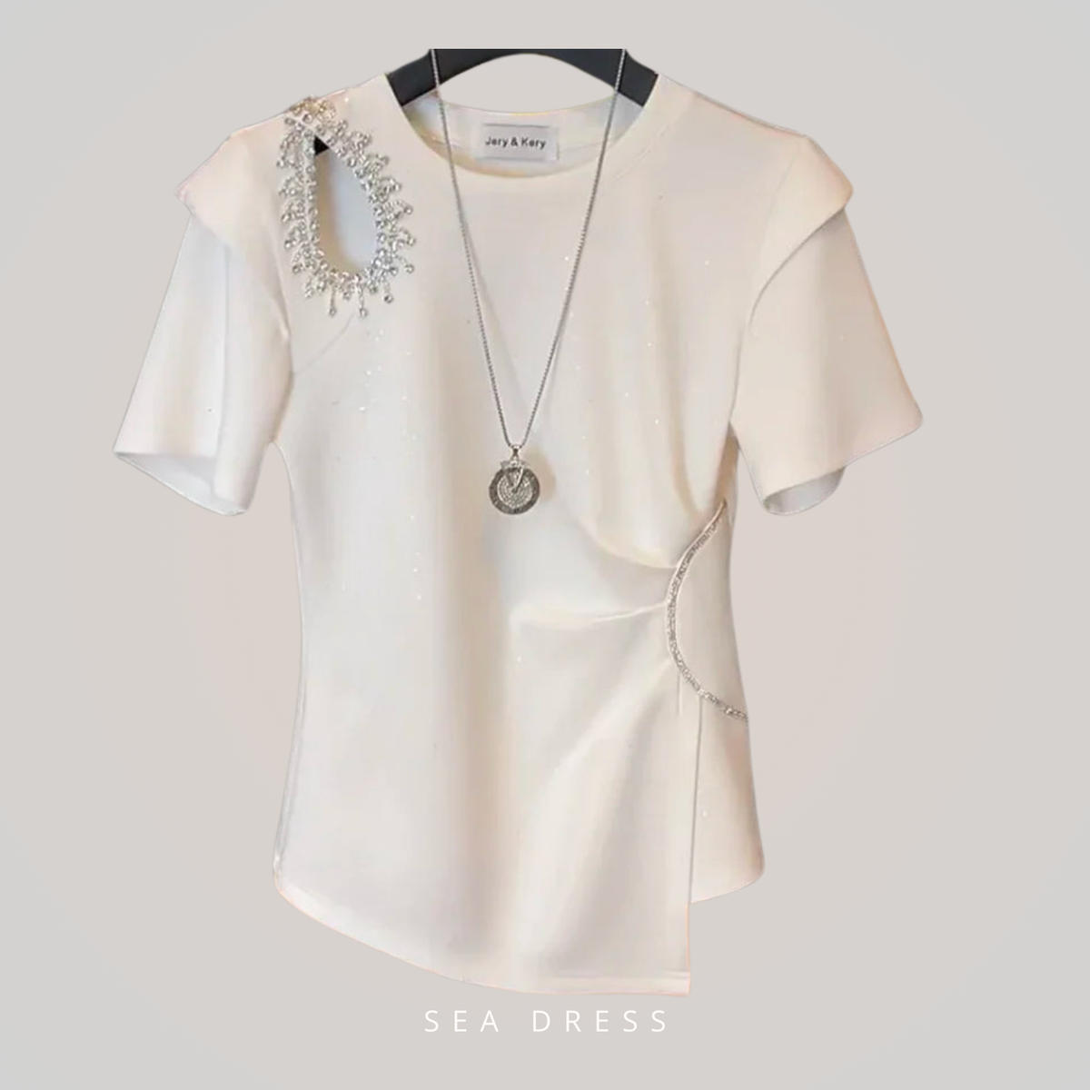 T-shirt Bordada Con detalhes - algodão