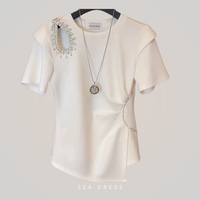 T-shirt Bordada Con detalhes - algodão