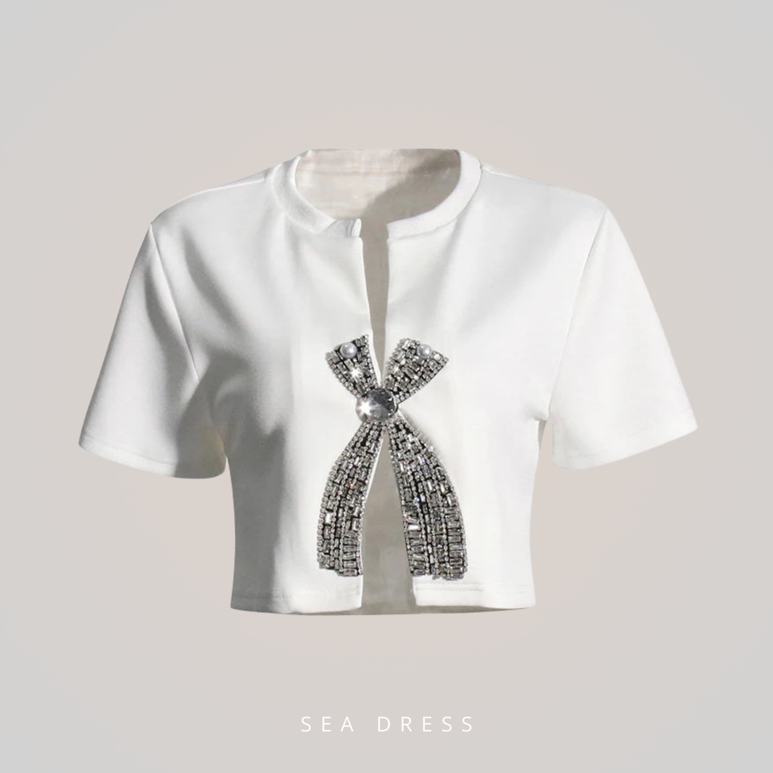 Camiseta cropped Bordada com cristais