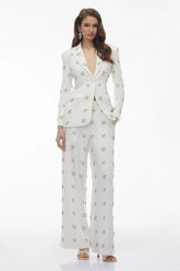 Conjunto de Alfaiataria Escultural com Blazer e Calça com Cristais