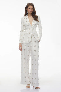 Conjunto de Alfaiataria Escultural com Blazer e Calça com Cristais