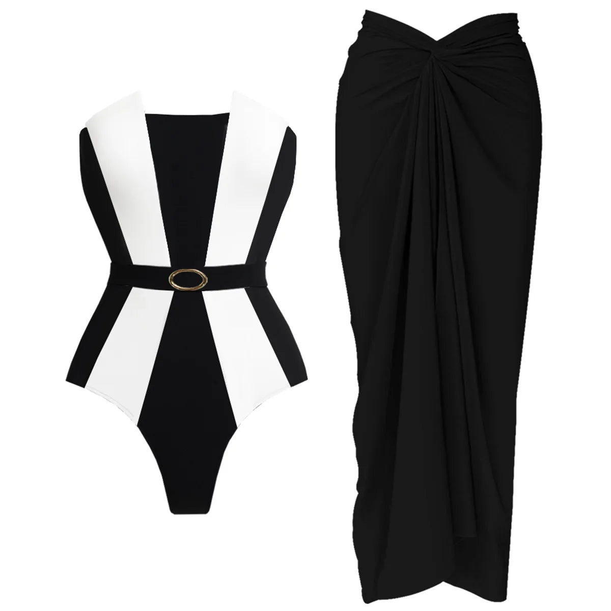 Conjunto de Biquíni Tomara que Caia Bicolor Preto e Branco