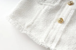 Vestido tweed tecido de luxo qualidade