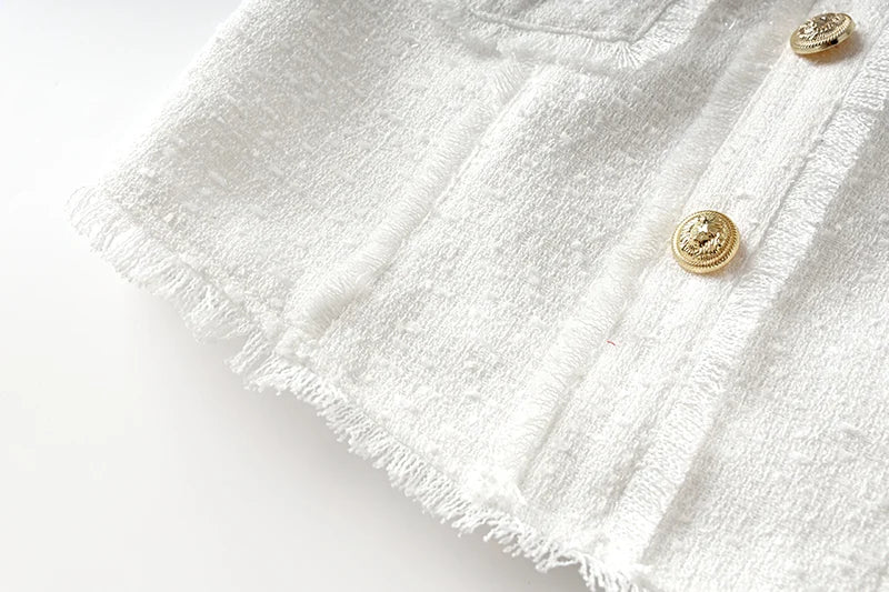 Vestido tweed tecido de luxo qualidade