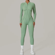Padded Women Long Sleeve Sport Yoga Jumpsuit Workout Clothes for Women Sportwear Backless Zipper Fitness Gym Outfit