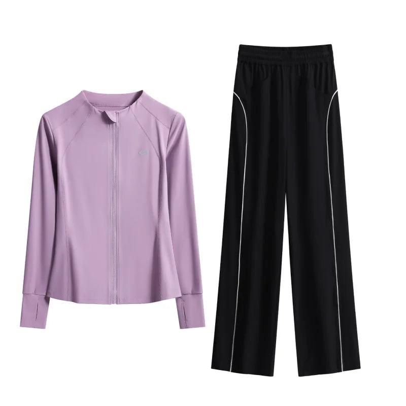 Conjunto Esportivo 2 Peças – Jaqueta de Manga Longa e Calça Pantalona Conforto Total