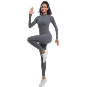 Macacão Fitness Feminino com Zíper Frontal – Modelagem Anatômica e Performance Elegante