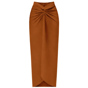 Conjunto Resort Luxe – Biquíni Assimétrico com Saia Midi Draped