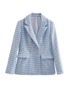 Conjunto, Shorts Ou blazer - Tweed Xadrez Elegante