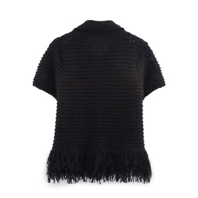 Conjunto em Tricô Vazado – Saia Mini + Camisa