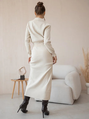 Conjunto Saia e cardigã - Tricô modal