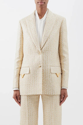 Conjunto de Luxo: Blazer e Calça em Jacquard com Monograma Exclusivo