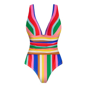 Conjunto Biquíni com Saia Longa Listrada