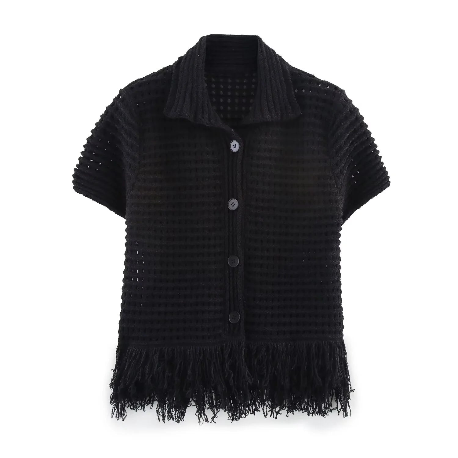 Conjunto em Tricô Vazado – Saia Mini + Camisa