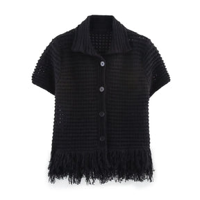 Conjunto em Tricô Vazado – Saia Mini + Camisa