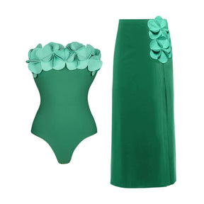 Conjunto de Biquíni Floral e Brilho Acetinado