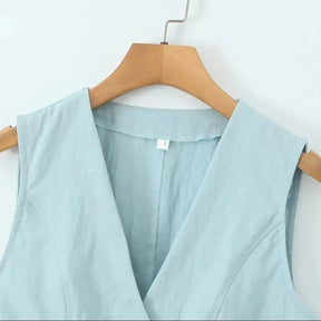 Conjunto – Colete Sem Mangas + Saia plissada com Bolsos