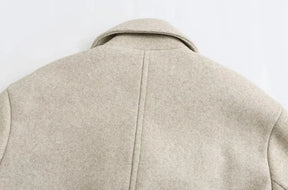 Sobretudo Lã Batida - Elegante com bolsos