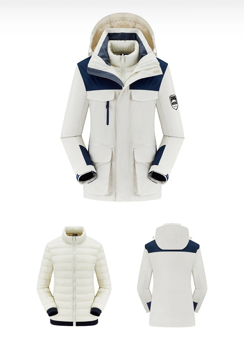 Conjunto Feminino para Ski e Snowboard – Jaqueta Acolchoada com Calça Impermeável e Proteção Térmica