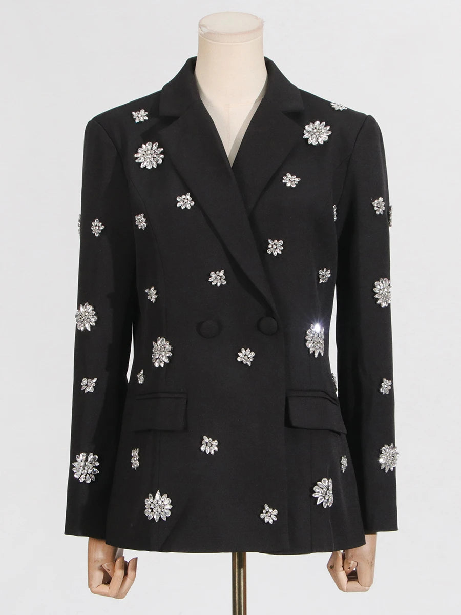 Conjunto de Alfaiataria Escultural com Blazer e Calça com Cristais