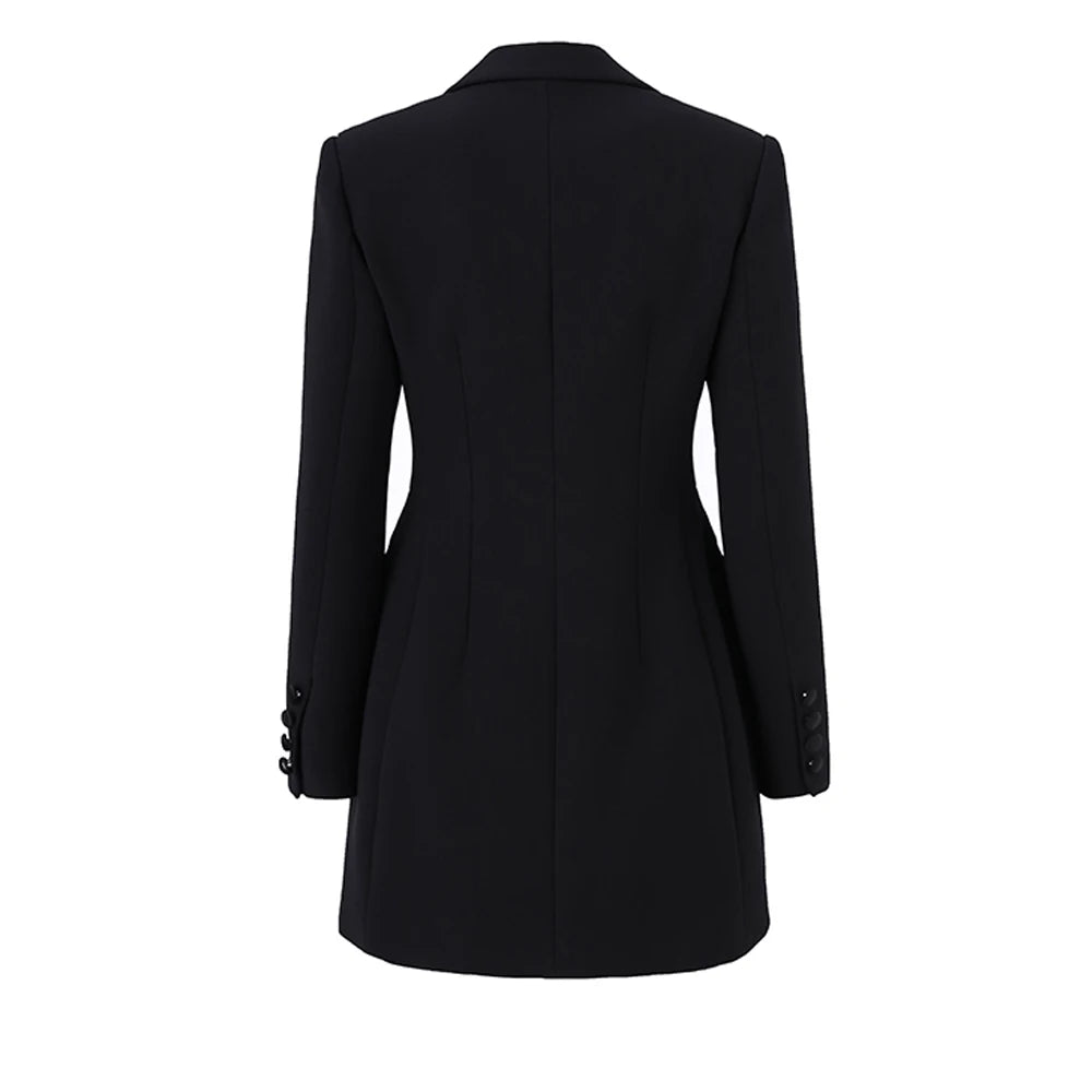 Blazer/Vestido Com bordado em Cristais - Com lapela em cetim