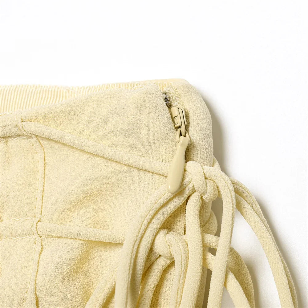 Conjunto Camisa com Babados & Saia Midi Casual Primavera/Verão