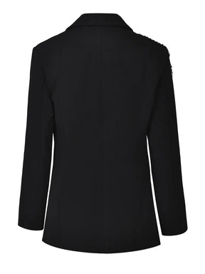 Blazer Bordado a Mão Com Cristais Luxo