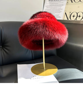 Gorro Feminino de Luxo em Pele Natural Tricotada – Acabamento Artesanal