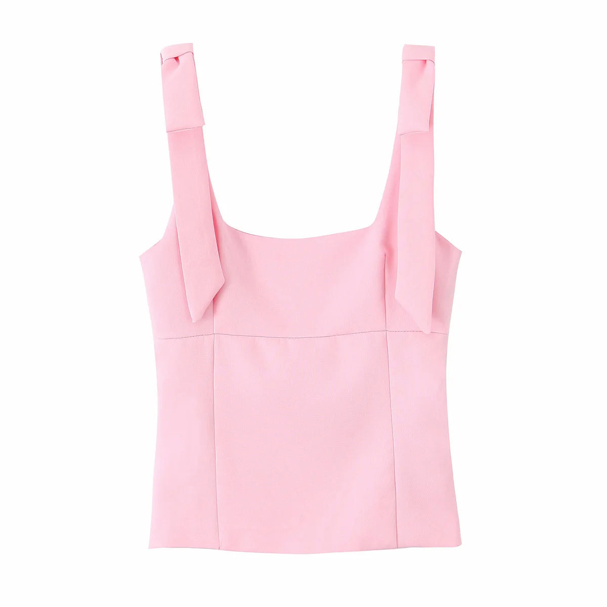 Colete Decote Quadrado com Laço, Modelagem Ajustada e Top Interno