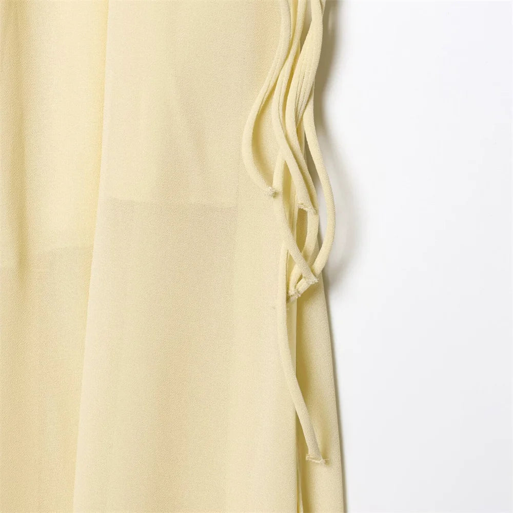 Conjunto Camisa com Babados & Saia Midi Casual Primavera/Verão