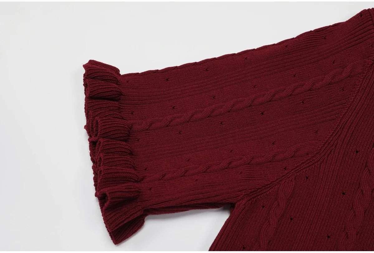 Conjunto Elegante em Tricot com Manga Curta e Saia