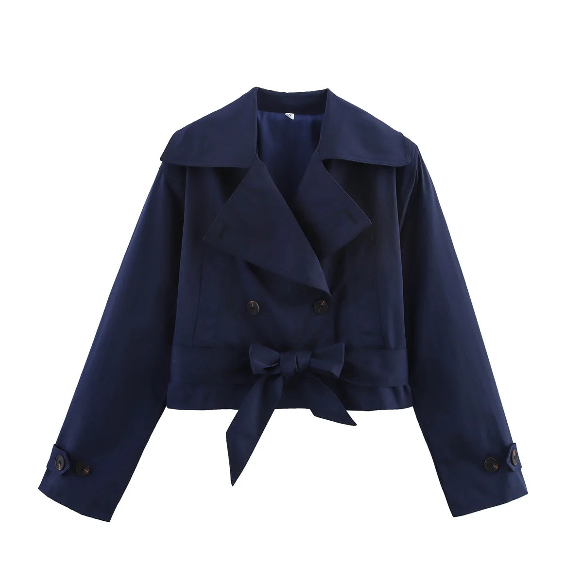 Casaco Escultural Estilo Trench Coat com Abotoamento Cruzado e Cinto