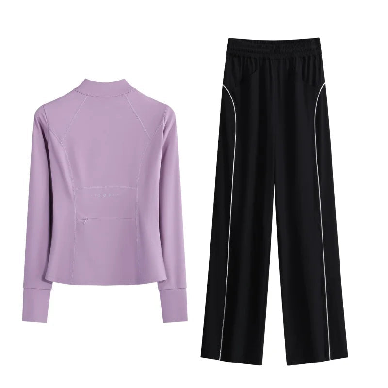 Conjunto Esportivo 2 Peças – Jaqueta de Manga Longa e Calça Pantalona Conforto Total