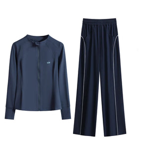 Conjunto Esportivo 2 Peças – Jaqueta de Manga Longa e Calça Pantalona Conforto Total