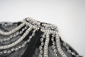 Vestido Longo - Luxo, com Bordado Feito à Mão e Saia em Camadas de Tule