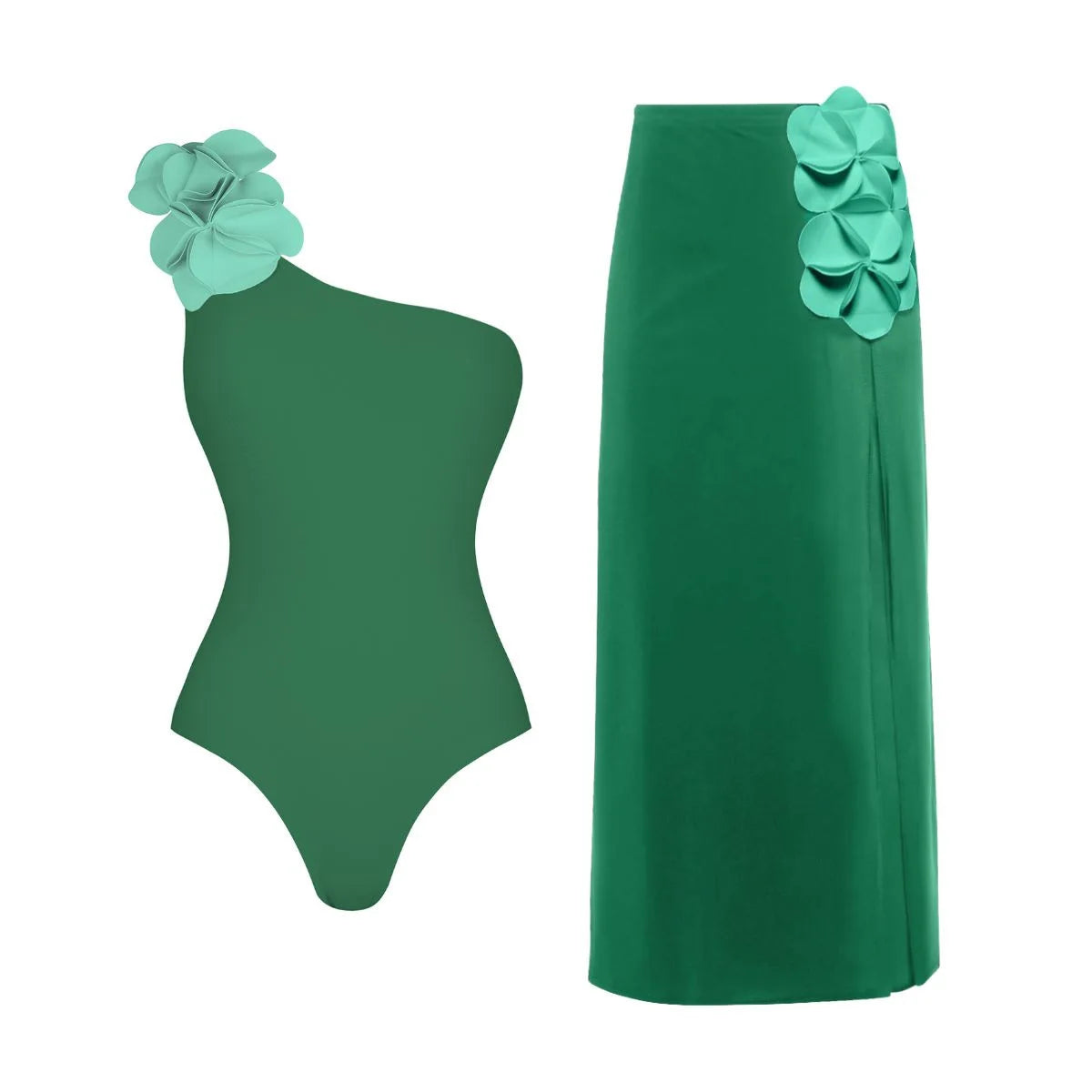 Conjunto de Biquíni Floral e Brilho Acetinado