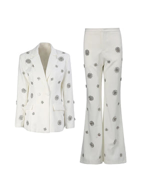 Conjunto de Alfaiataria Escultural com Blazer e Calça com Cristais