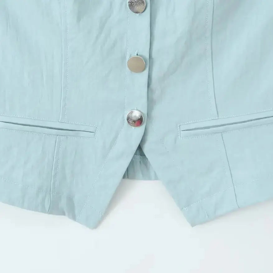 Conjunto – Colete Sem Mangas + Saia plissada com Bolsos