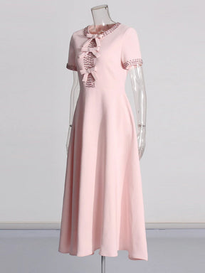 Vestido Elegante – Detalhe de Laço e Brilho Sofisticado