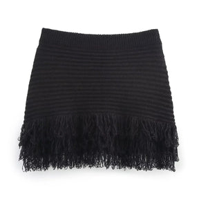 Conjunto em Tricô Vazado – Saia Mini + Camisa