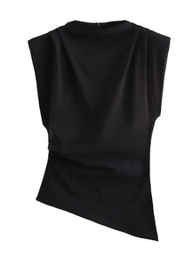 Regata Elegante com Ombreiras e Gola Redonda – Look Sofisticado