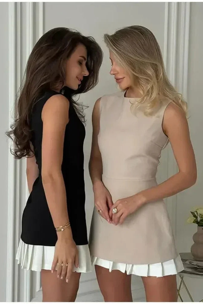 Vestido saia Plissada alfaiataria