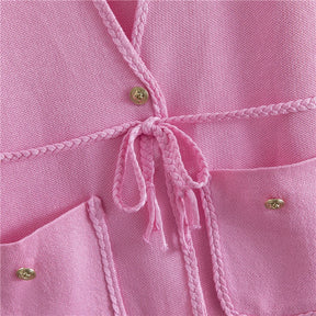 onjunto Executivo Feminino – Tricô Elegante com Casaco Longo e Saia