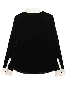 Conjunto em Veludo com Camisa de Manga Longa e Calça – Design Elegante com Detalhes Laterais