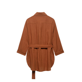 Conjunto Casual Feminino com Cinto, Camisa de Linho e Calça