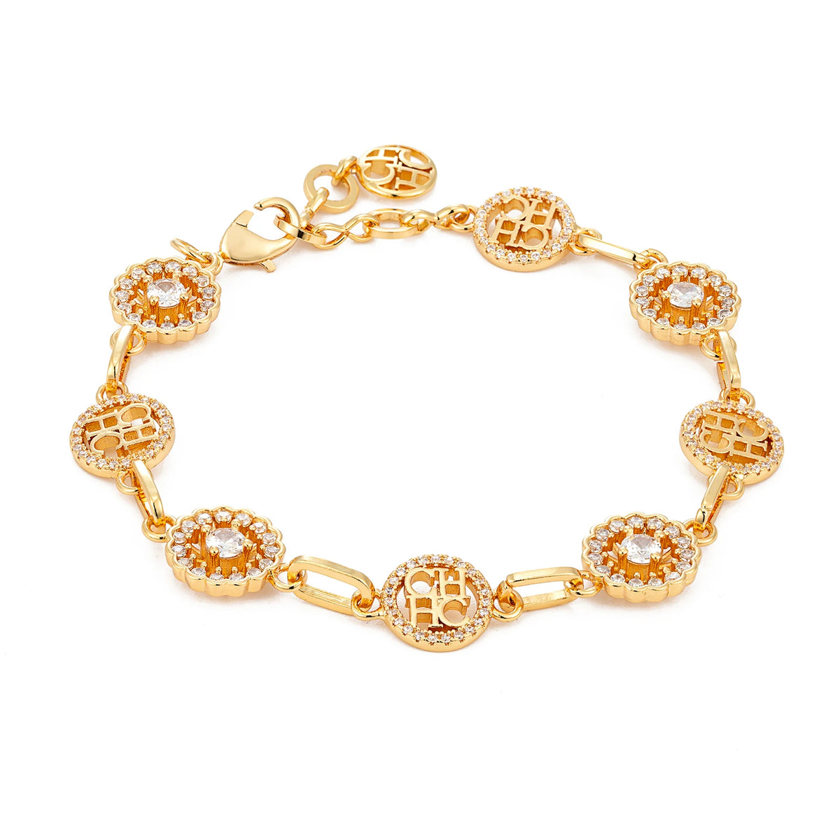 Pulseira CHCH Feminina de Luxo com Design em Letras e Pedrarias