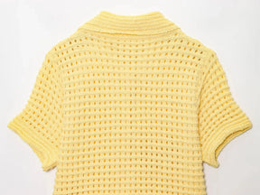 Conjunto em Tricô Vazado – Saia Mini + Camisa