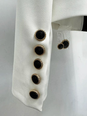 Blazer de Alfaiataria Escultural Bicolor com Gola Xale
